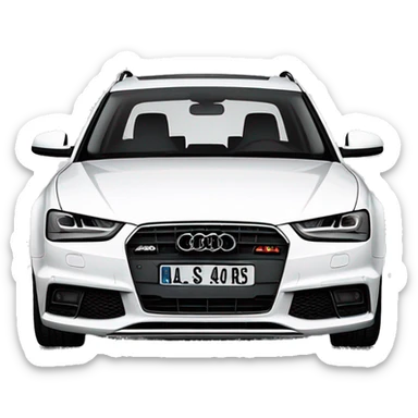 One Audi A4 avant white with number plate „SL RS 404“ sticker