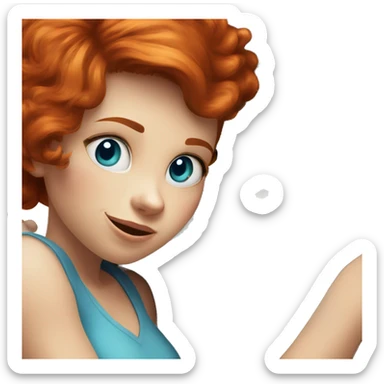 a good looking redheaded girl with blue eyes hugging a fat smelly short gorilla sticker