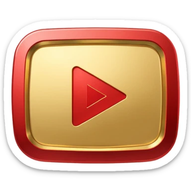 youtube golden play button with red edges sticker