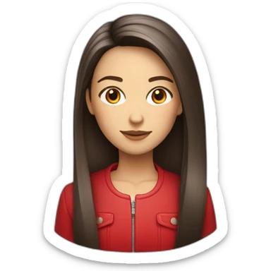 Fille cheveux lisse et cour et rouge avec veste rouge ouverte sticker