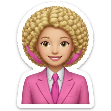 afro blonde hair woman pink suit sticker