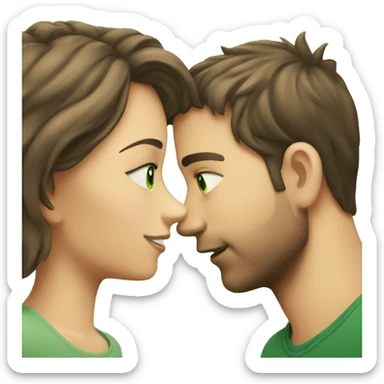 A guy with green eyes kisses a girl with brown eyes sticker