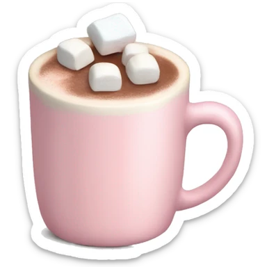 Light Pink mug of hot chocolate with marshmallows  sticker