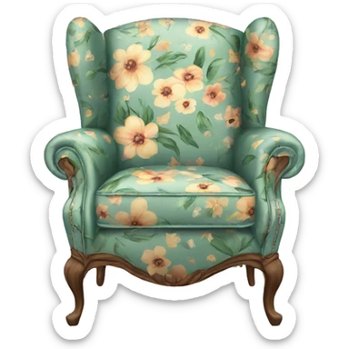 Floral printed wingback chair  sticker