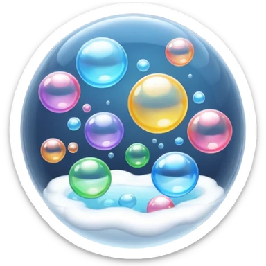 bubble foam object icon, floating soap bubbles, shiny transparent, 3D cartoon, soft shadow, mobile game icon style, centered, clean background, no text, no watermark
 sticker