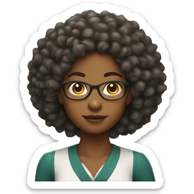 Young Black woman teacher with curly Afro hair sticker