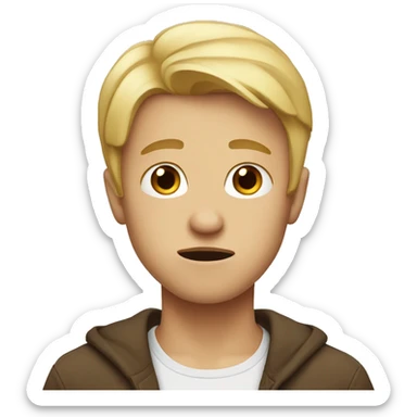Confused blonde brother with brown eyes  sticker