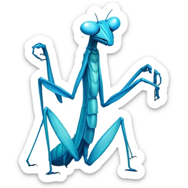 blue praying mantis sticker