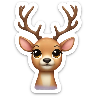 Cute deer with a bow and eyelashes sticker