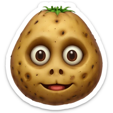 A potato with a creepy face sticker