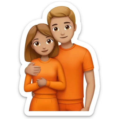 Couple hugging orange sticker
