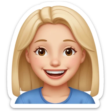 a girl genuinely feeling happy so so so much laughing so hard with her eyes folded sticker