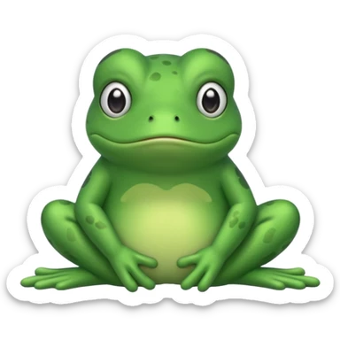 Sad frog plushie with a hunchback sticker