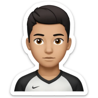 brown teenager boy with a low taper fade and black hair who looks sporty sticker