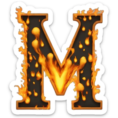 big letter M that is on fire sticker