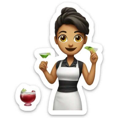 girl barman shaking a cocktail sticker