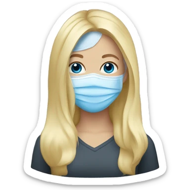 blonde with blue eyes wearing a face mask sticker