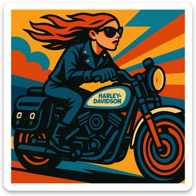 Add black leather saddle bags to the motorcycle, keep the vibrant toon style and all original details. sticker