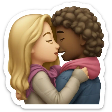 girl kissing a guy sticker