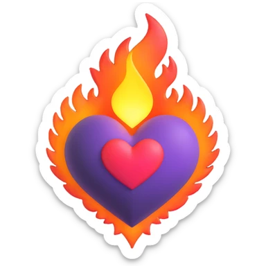 heart with flickering flames and a radiant aura sticker