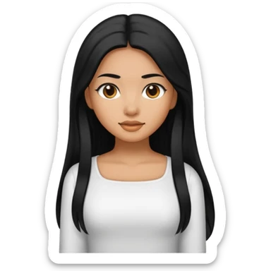 A caramel skin girl with long black hair and a square neckline shirt sticker