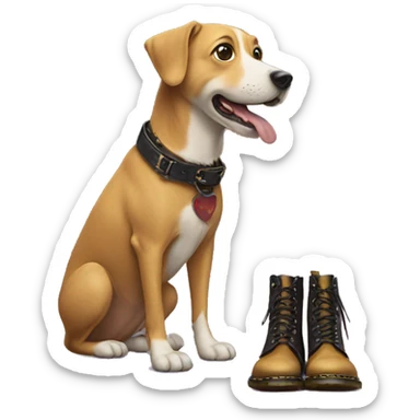 dog with dr martens boots sticker