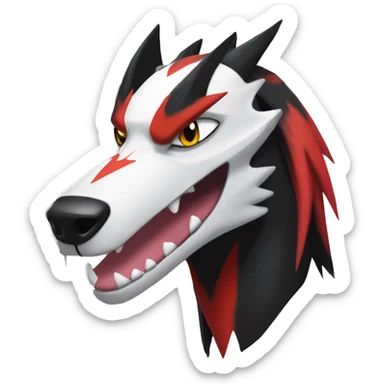 Black Cool Edgy Sergal-Houndoom-Fakémon  with White and Red Edgy markings sticker