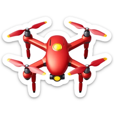 red drone with 4 wings with yellow light around the body ,dark red circles in the body with sharp edges in the body sticker