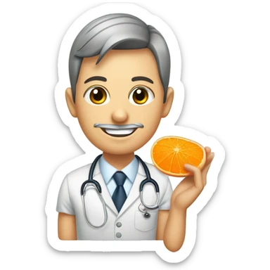 Nutricionista con una naranja y una sandia en dibujo coqueto  sticker