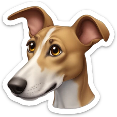 perro mestizo completamente marron claro mezcla de galgo y pastor con orejas en punta Garcia arriba y grandes sticker