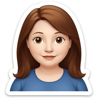 50 yr old white woman pale long brown hair small smile chubby sticker