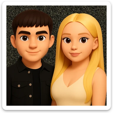 Slightly increase the volume of the upper body of the girl, slightly turn her to face forward, and make the skin color uniform. Maintain the cartoonish 3D style as in the reference image. sticker