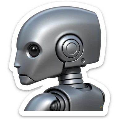 Pregnant male robot emoji. Profile view. Facing left. Square head. sticker