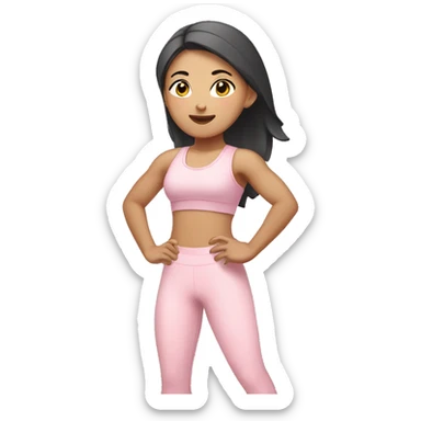 Asian girl in a light pink outfit working out  sticker