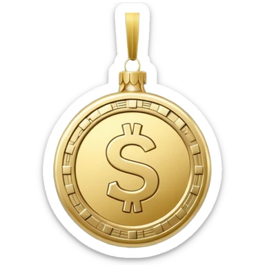 money themed christmas ornament hanging from a thread sticker