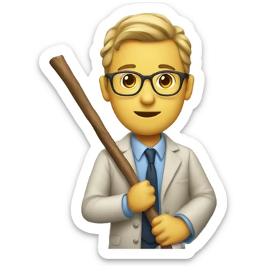 a teacher with a stick sticker