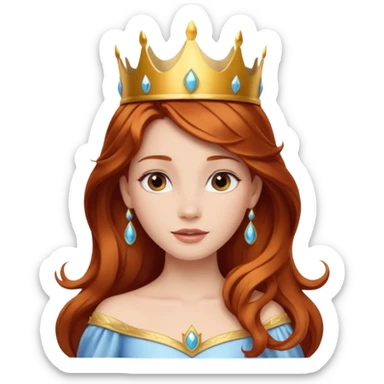 princess with a crown and flowing hair inspired by Disney sticker