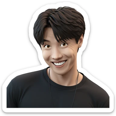 smiling boy in black shirt sticker
