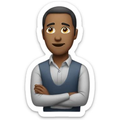 man explaining sticker