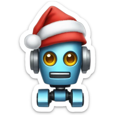 robot with a christmas hat sticker