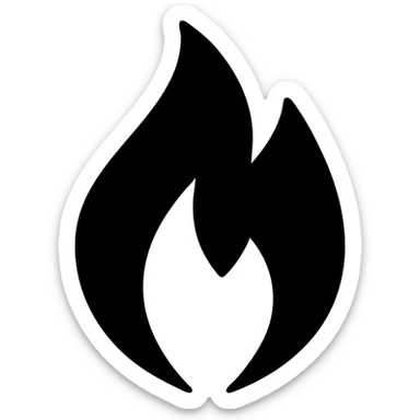 blue abstract flame shape, geometric, solid black fill sticker