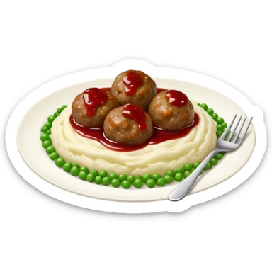 swedish ikea meatballs with mashed potatoes peas and jam sticker