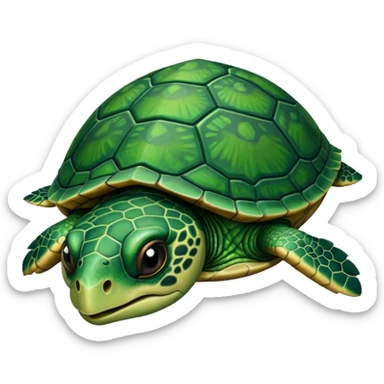 Angry dark green turtle that has half closed eyelids sticker