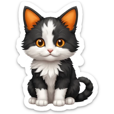 a sitting black and white with orange kitten sticker
