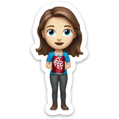 White girl blue eyes brown hair drinking vanilla doctor pepper sticker