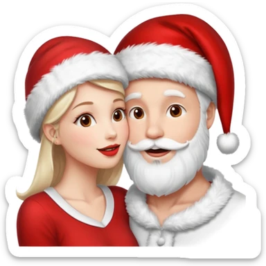 a handsome man and a pretty woman kiss each other Christmas vibe sticker