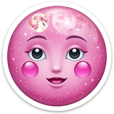 Pink sparkly moon sticker
