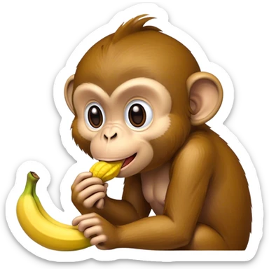 Monkey sucking on a banans sticker