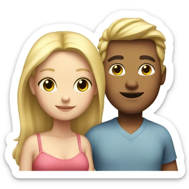 fat boy next to Beautiful blond girl sticker