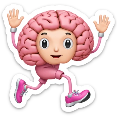 Brain with legs, running, cartoon style sticker